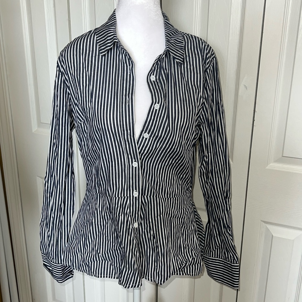 High low peplum button up top